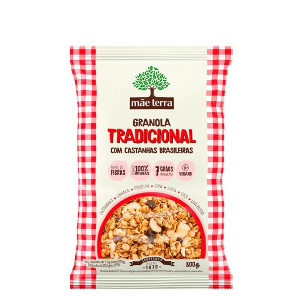 GRANOLA TRADICIONAL C/ MEL E CASTANHA 1kg - Mãe Terra